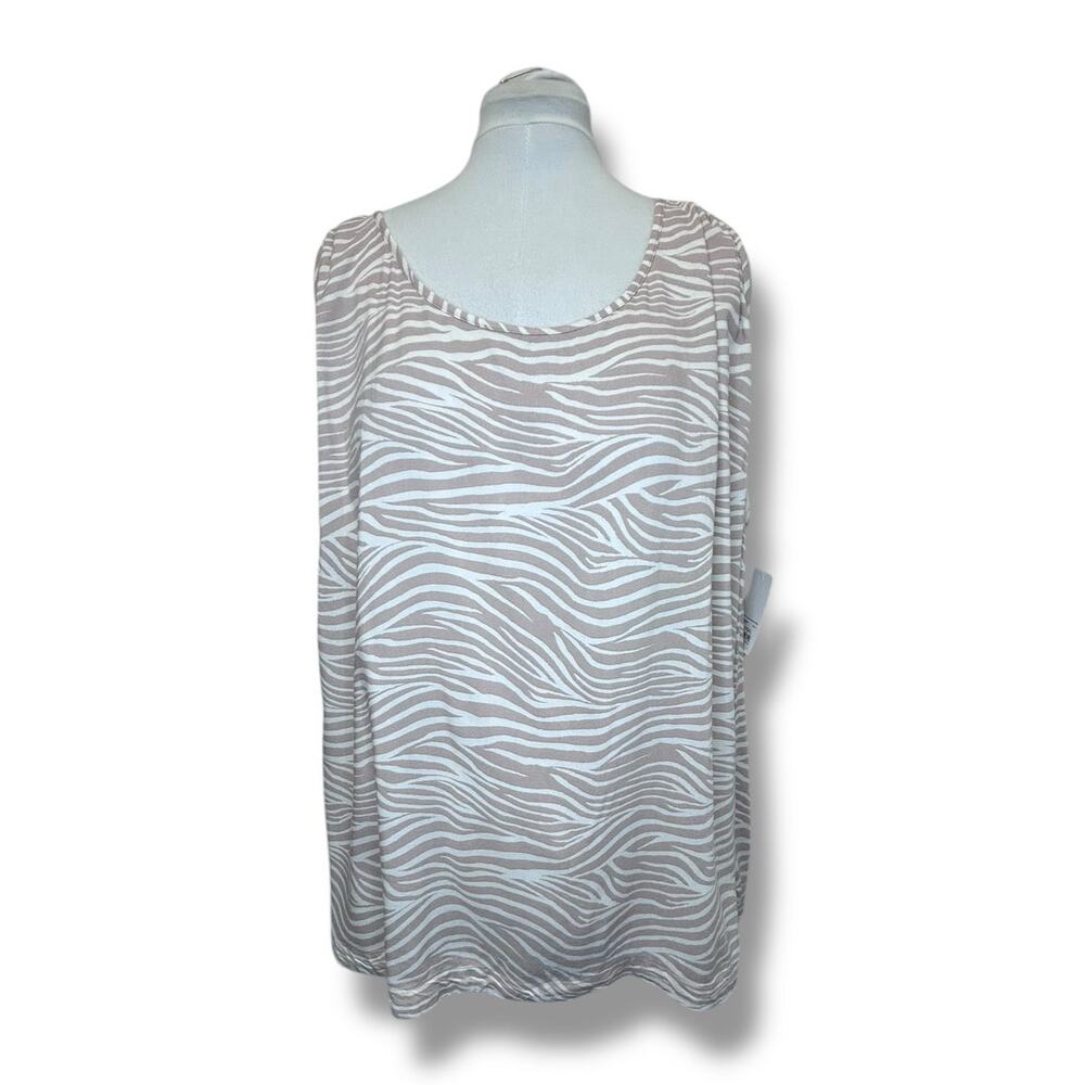 EVRI Women’s Sleeveless Sling Tank Animal Print Blouse, Mauve, size 3X